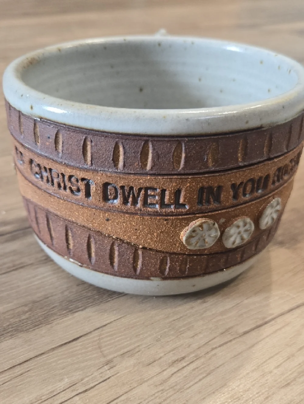 DOWN TO EARTH Stoneware Raised Text 'LET THE WORD OF CHRIST'- 3:16 Brown & Cream - Picture 6 of 6